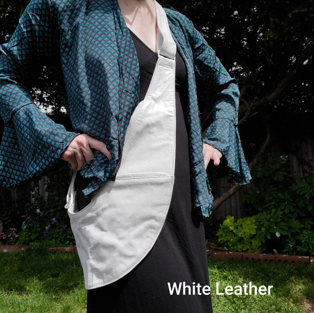 White Leather Classic Sash Bag